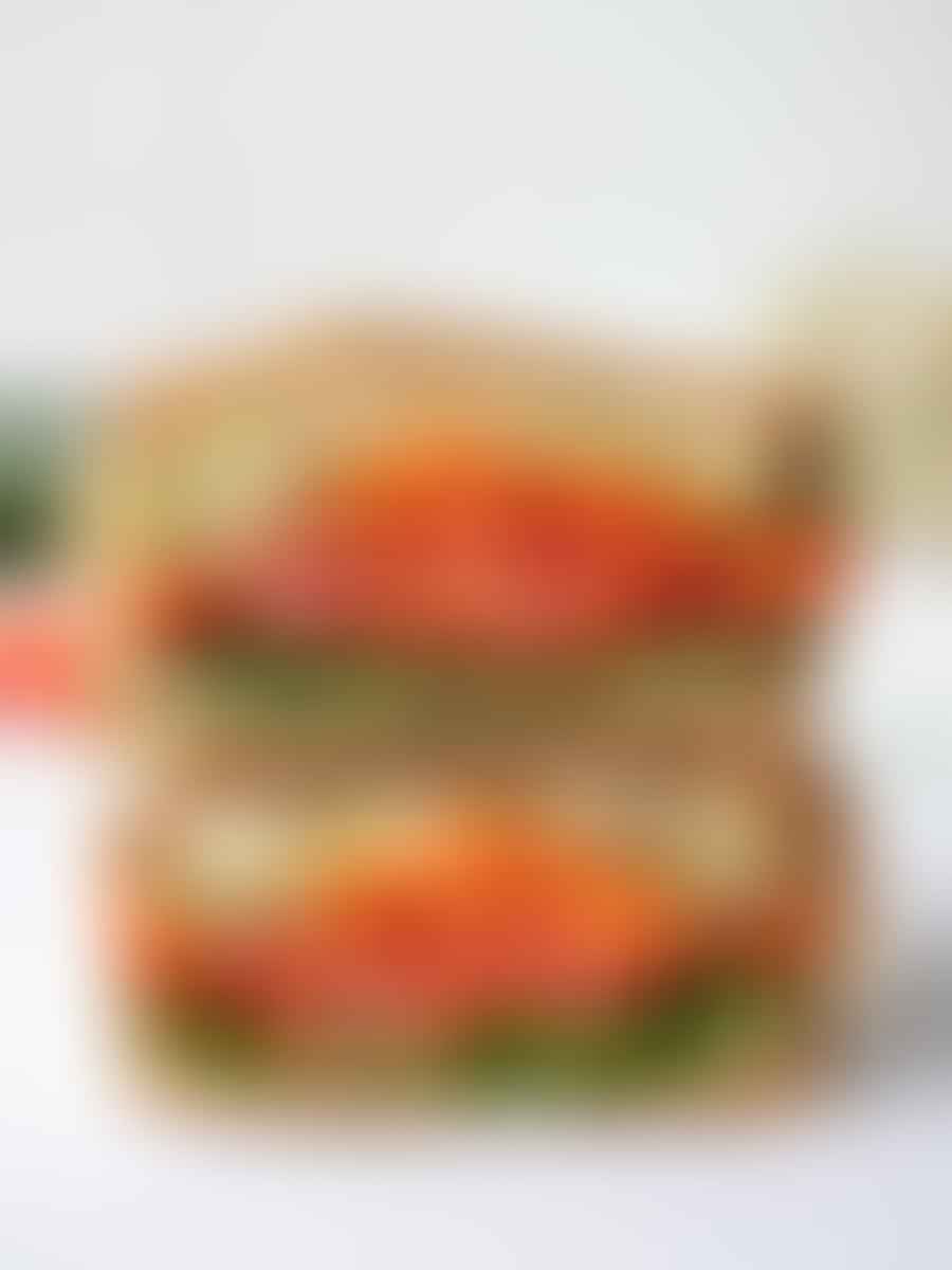 Vegan sandwich with fresh vegetables and plant-based protein